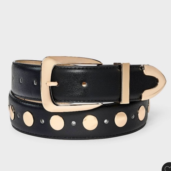 a new day Accessories - Black Belt with Gold Dome Accents by a new day